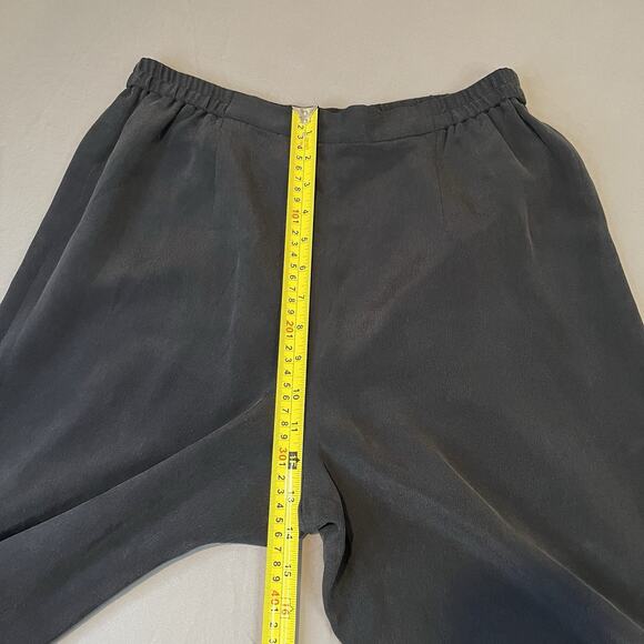 Talbots Petites Pure Silk 10 Lined Elastic Waist Black Dress Pants Trousers - Picture 4 of 8